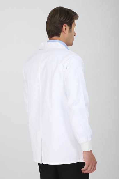 Men's Lab Coat Apron (Snap Closure) Full Sleeve with Knit Cuffs - Length 30"