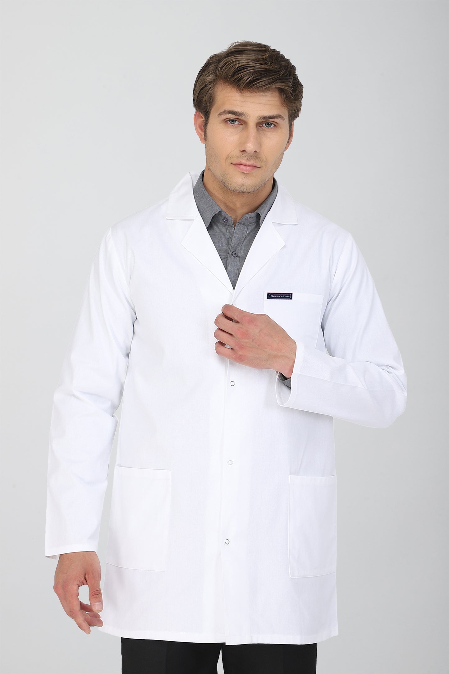 Men's Lab Coat Apron (Snap Closure) Full Sleeve - Length 34"