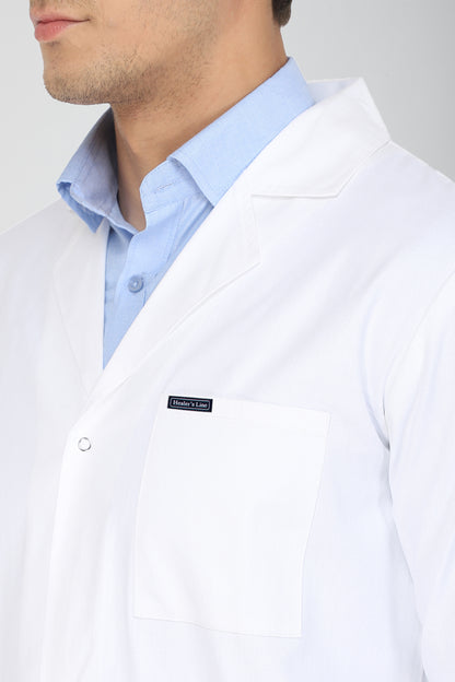 Men's Lab Coat Apron (Snap Closure) Full Sleeve with Knit Cuffs - Length 41"