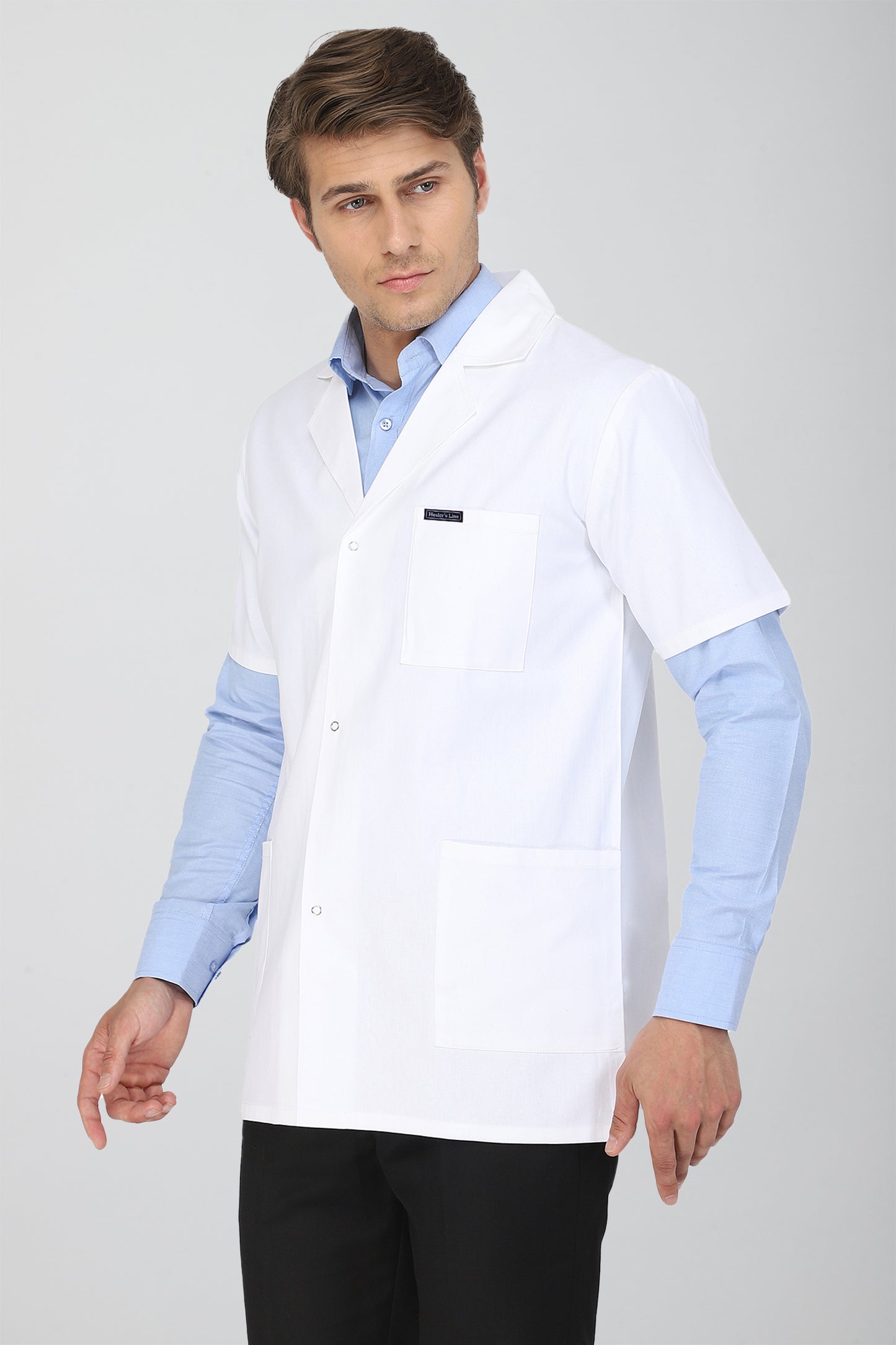 Men's Lab Coat Apron (Snap Closure) Half Sleeve - Length 30"