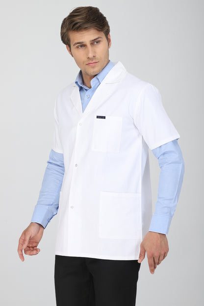Men's Lab Coat Apron (Snap Closure) Half Sleeve - Length 30"