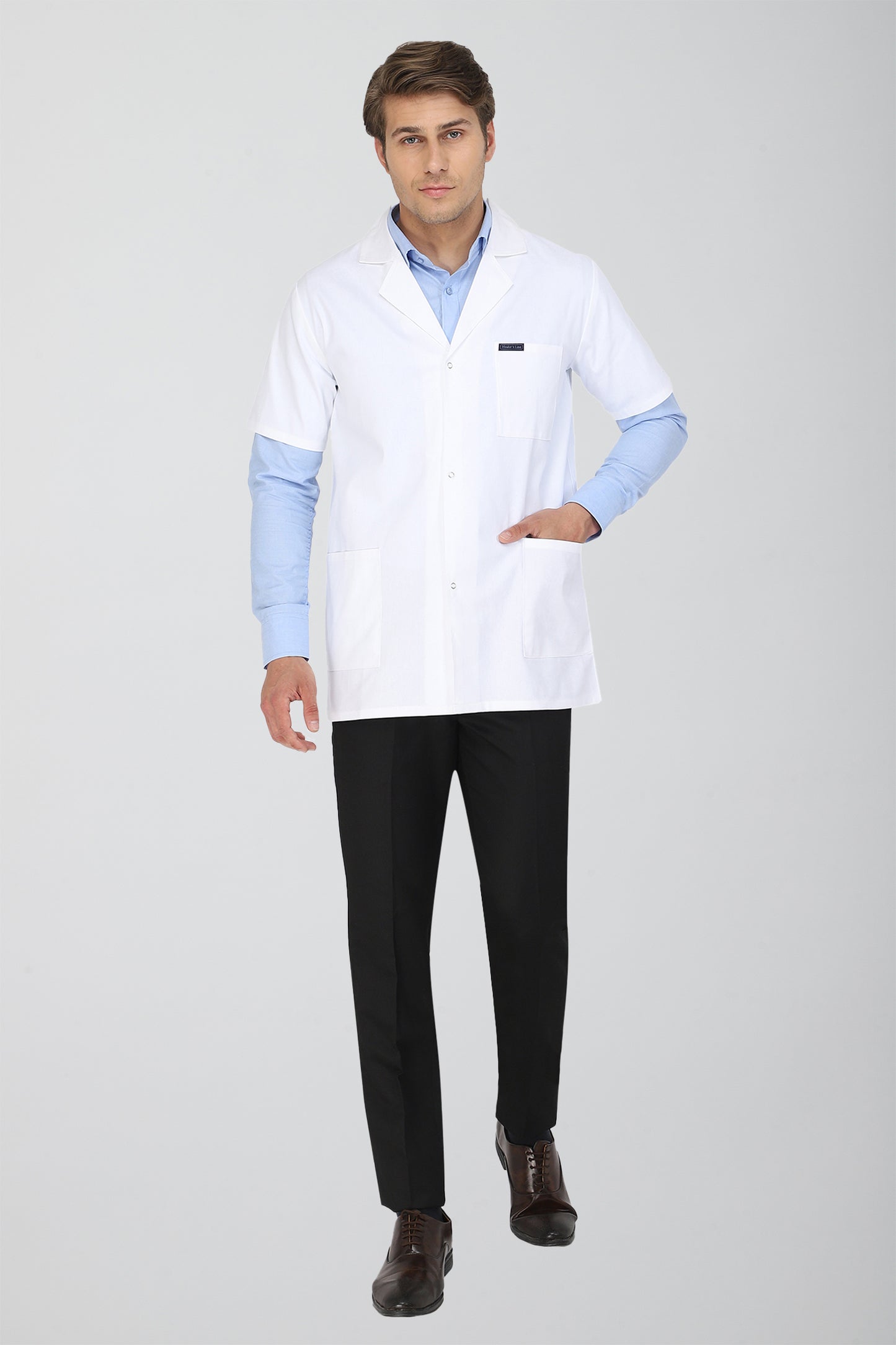 Men's Lab Coat Apron (Snap Closure) Half Sleeve - Length 30"