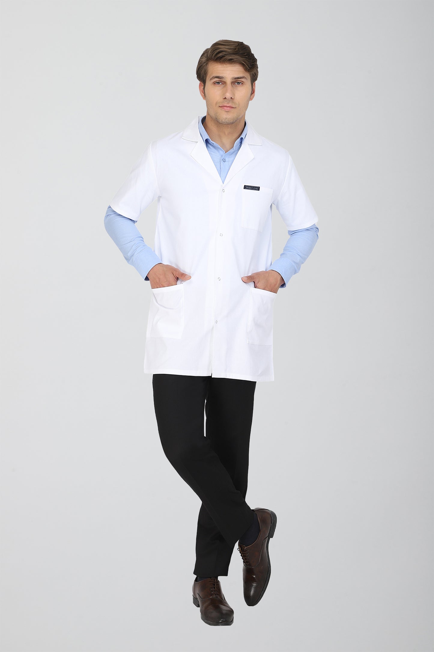 Men's Lab Coat Apron (Snap Closure) Half Sleeve - Length 34"