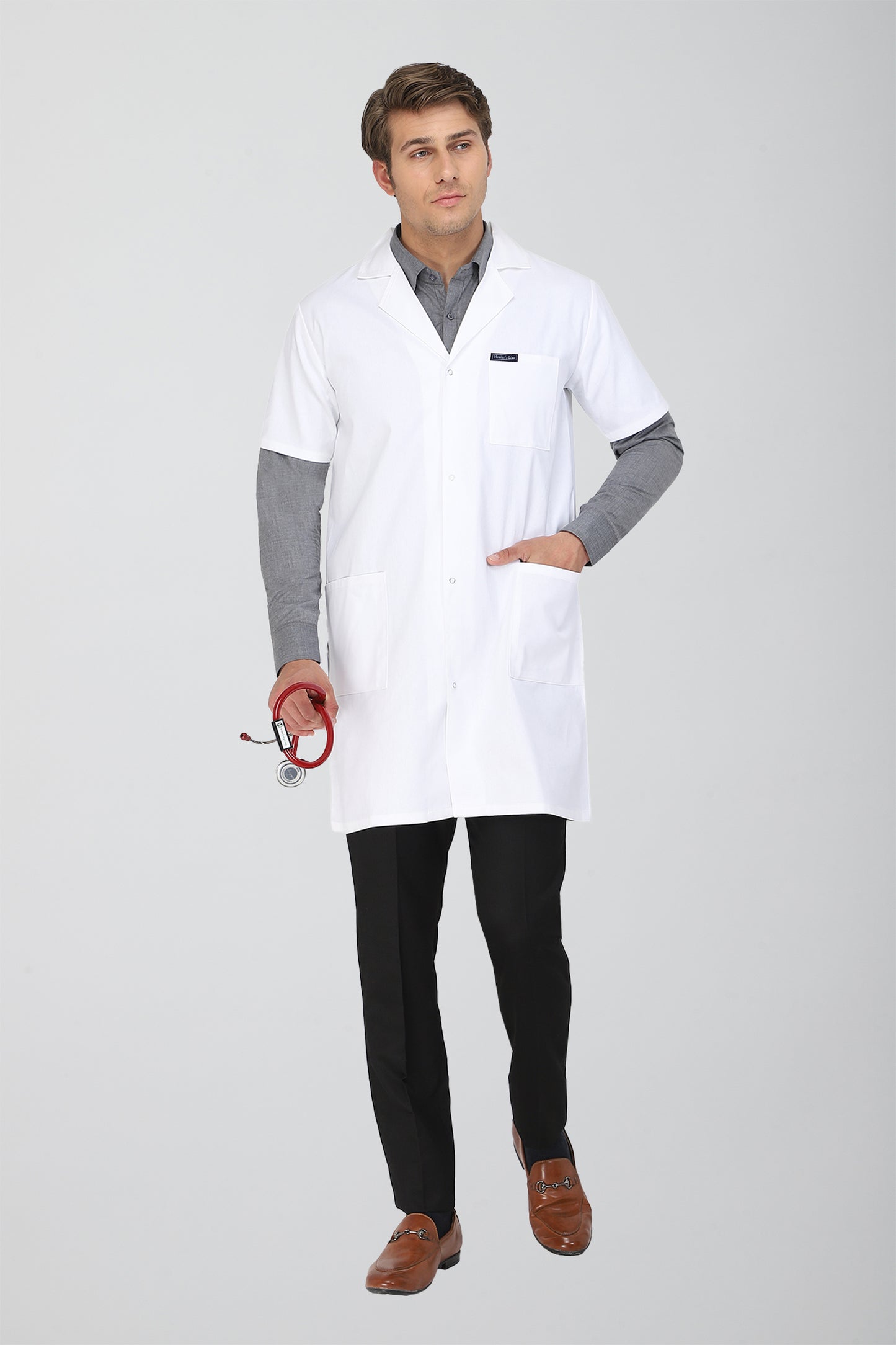 Men's Lab Coat Apron (Snap Closure) Half Sleeve - Length 37"