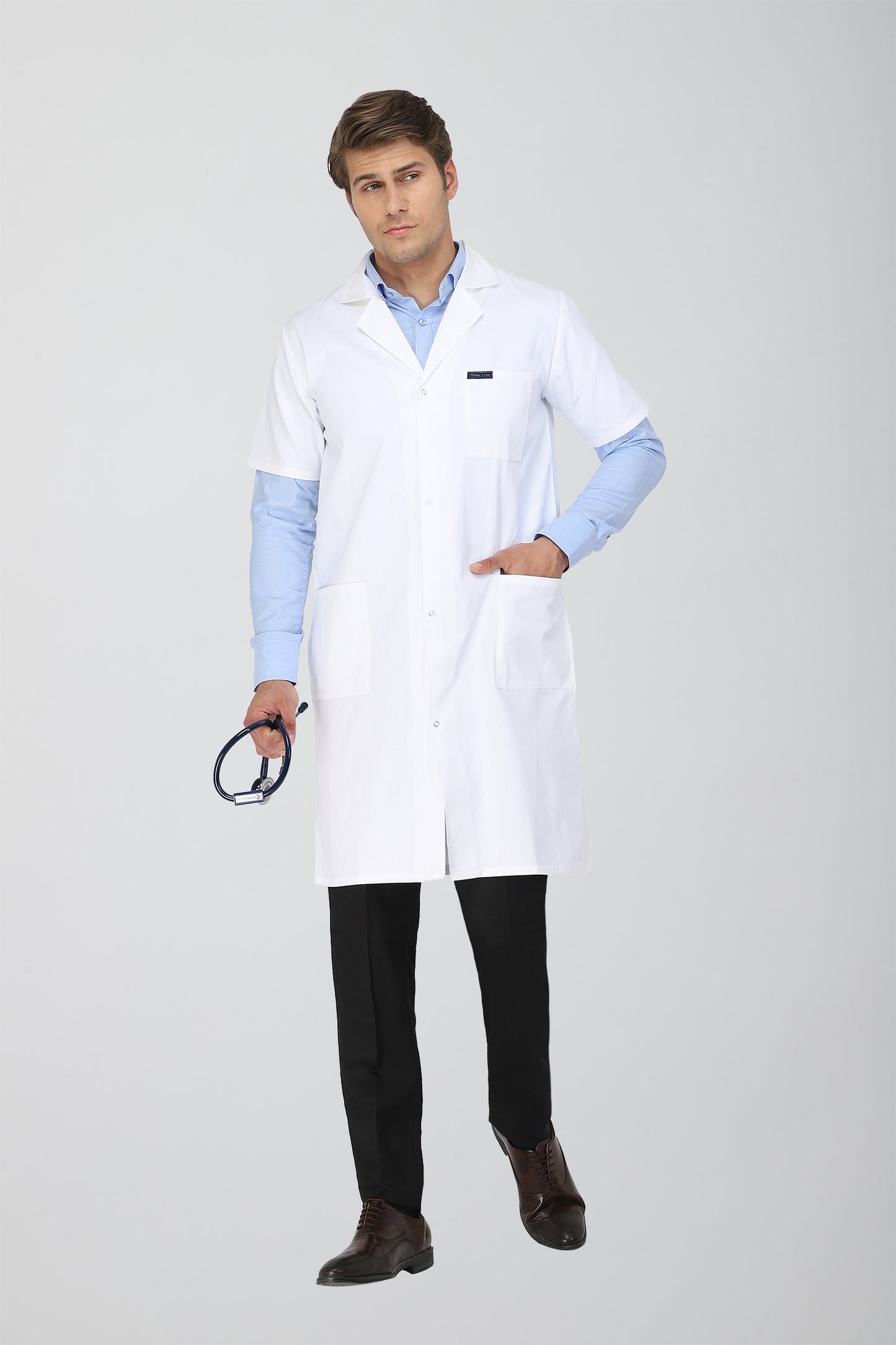 Men's Lab Coat Apron (Snap Closure) Half Sleeve - Length 41"