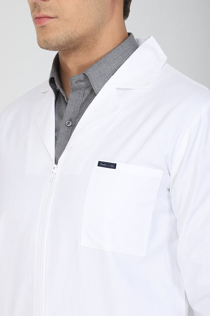 Men's Lab Coat Apron (Zipper Closure) Full Sleeve with Knit Cuffs - Length 30"