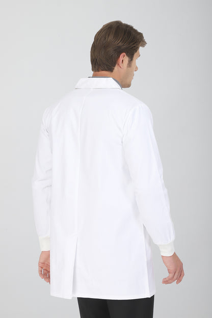 Men's Lab Coat Apron (Zipper Closure) Full Sleeve with Knit Cuffs - Length 34"