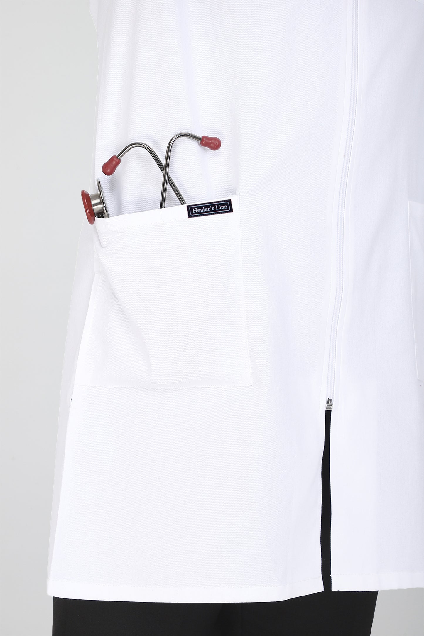 Men's Lab Coat Apron (Zipper Closure) Full Sleeve with Knit Cuffs - Length 37"