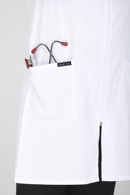 Men's Lab Coat Apron (Zipper Closure) Full Sleeve with Knit Cuffs - Length 37"