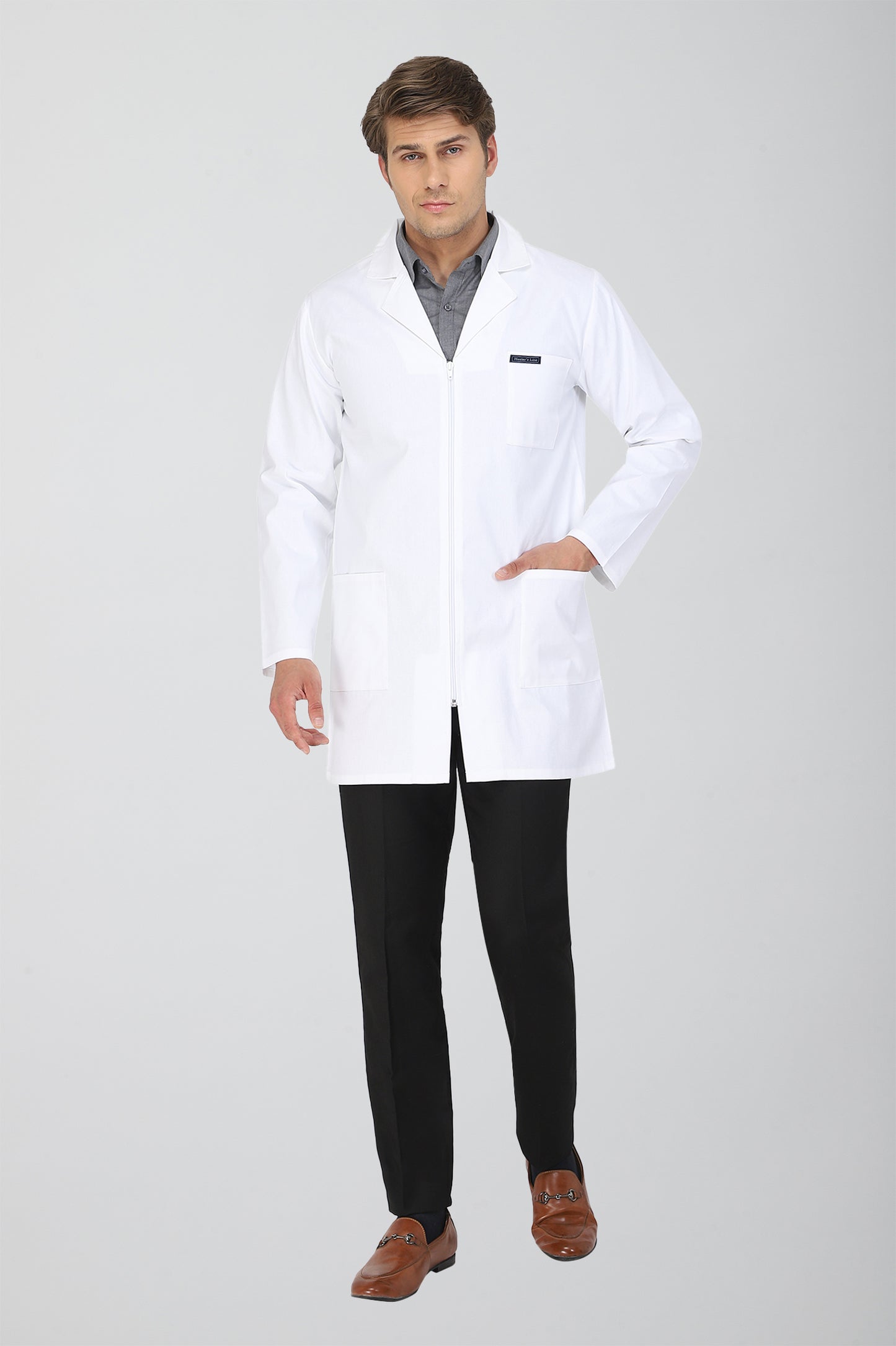 Men's Lab Coat Apron (Zipper Closure) Full Sleeve - Length 34"