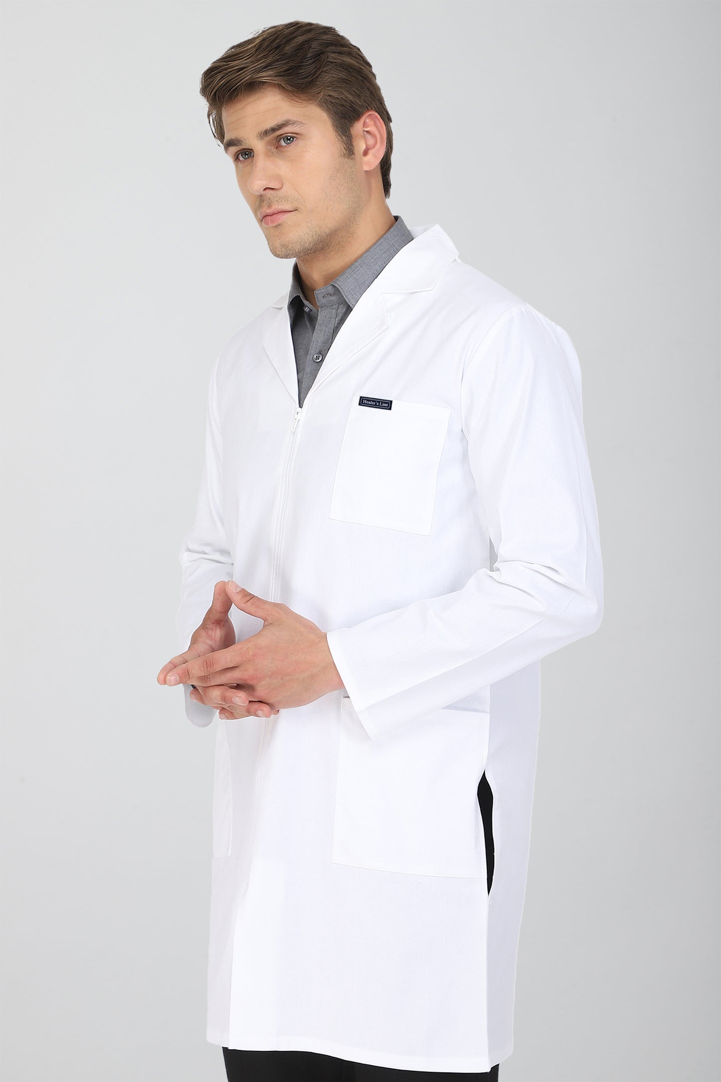 Men's Lab Coat Apron (Zipper Closure) Full Sleeve - Length 37"