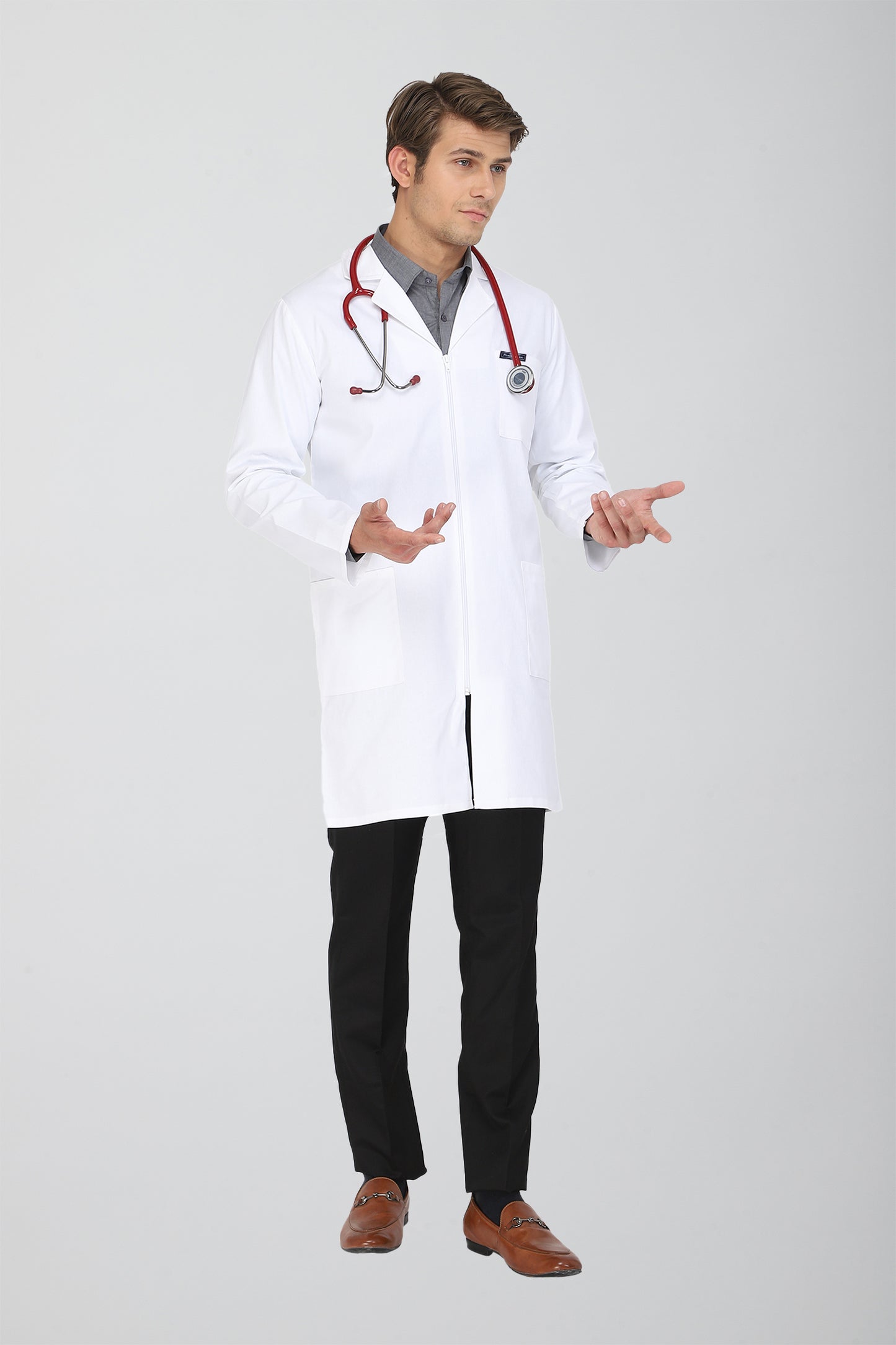 Men's Lab Coat Apron (Zipper Closure) Full Sleeve - Length 37"