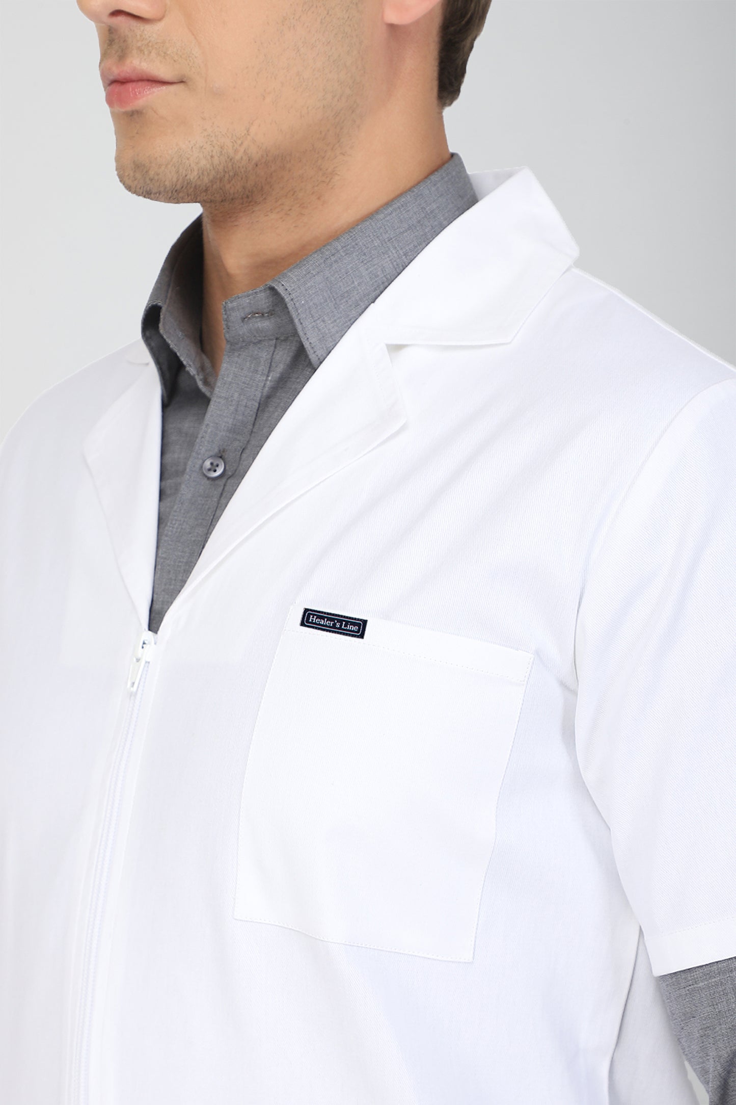 Men's Lab Coat Apron (Zipper Closure) Half Sleeve - Length 34"