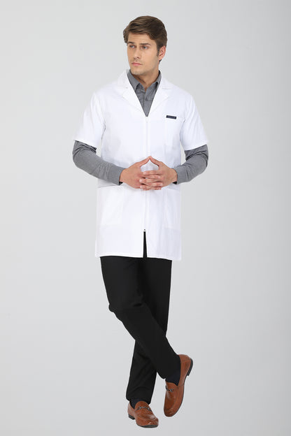 Men's Lab Coat Apron (Zipper Closure) Half Sleeve - Length 34"