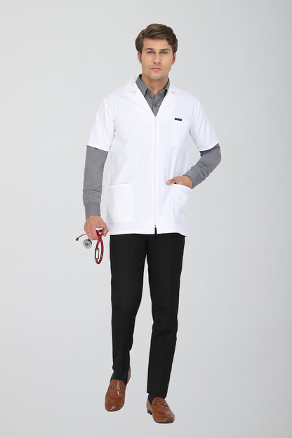 Men's Lab Coat Apron (Zipper Closure) Half Sleeve - Length 30"