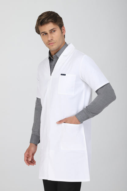 Men's Lab Coat Apron (Zipper Closure) Half Sleeve - Length 37"