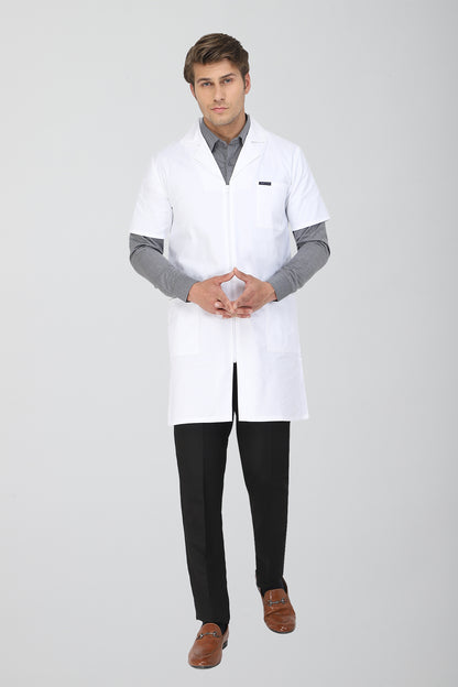 Men's Lab Coat Apron (Zipper Closure) Half Sleeve - Length 37"