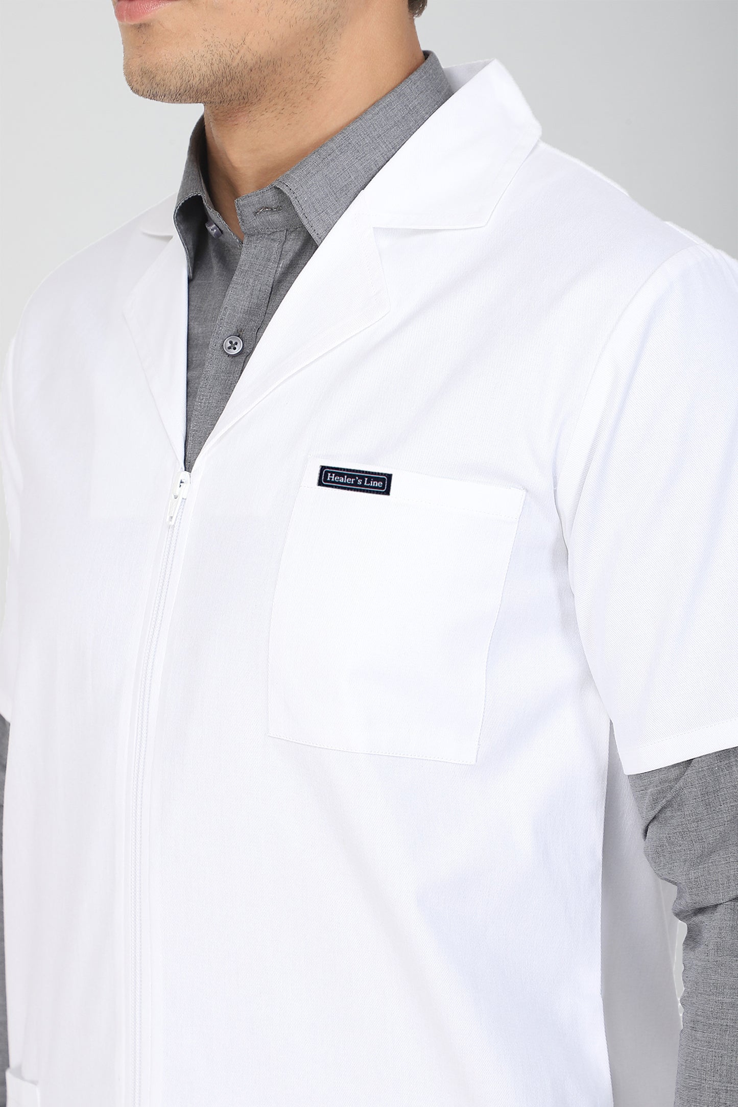 Men's Lab Coat Apron (Zipper Closure) Half Sleeve - Length 41"