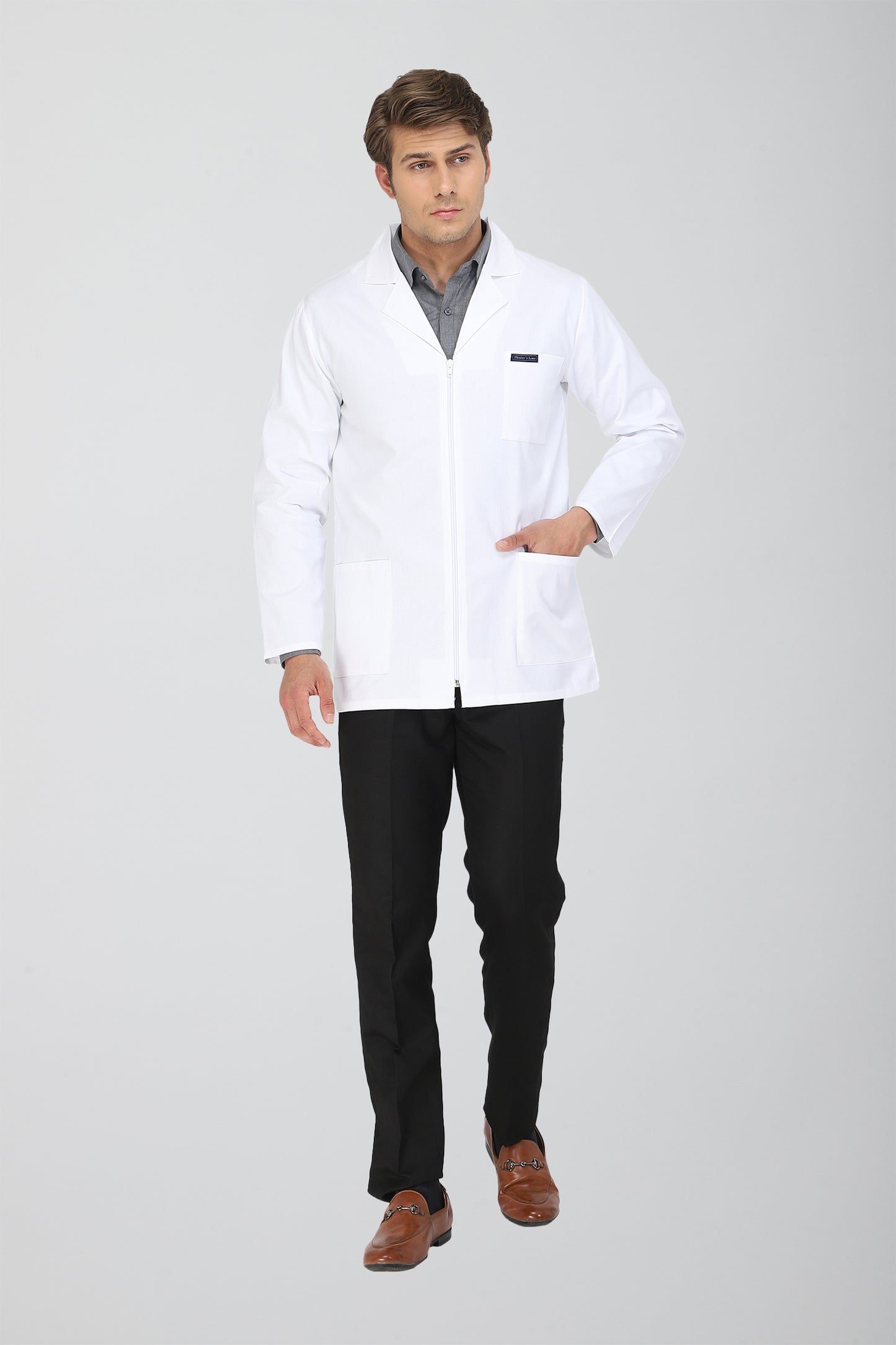 Men's Lab Coat Apron (Zipper Closure) Full Sleeve - Length 30"