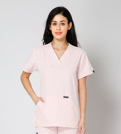 Healer's Line Classic Women’s V-Neck Scrub Top (Baby Pink)