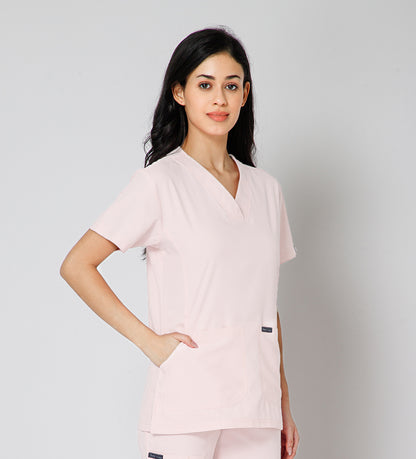 Healer's Line Classic Women’s V-Neck Scrub Top (Baby Pink)