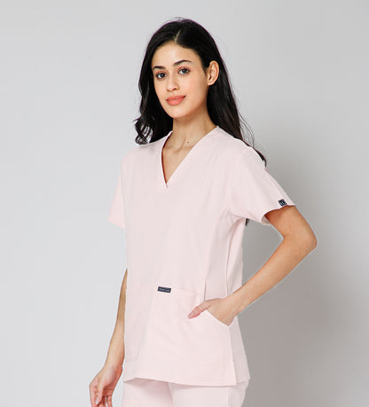 Healer's Line Classic Women’s V-Neck Scrub Top (Baby Pink)