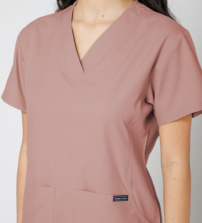 Healer's Line Classic Women’s V-Neck Scrub Top (Dark Peach)