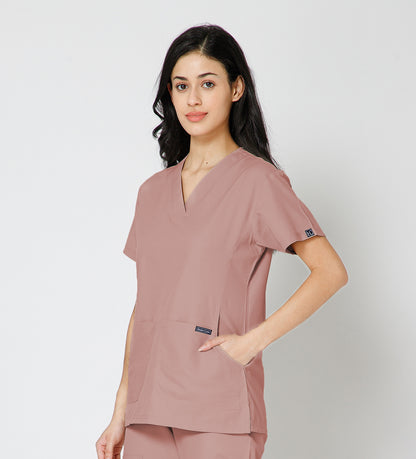 Healer's Line Classic Women’s V-Neck Scrub Top (Dark Peach)