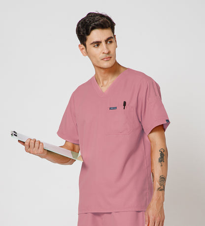 Healer's Line Classic Men’s V-Neck Scrub Top (Dark Peach)