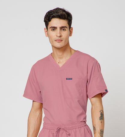 Healer's Line Classic Men’s V-Neck Scrub Top (Dark Peach)