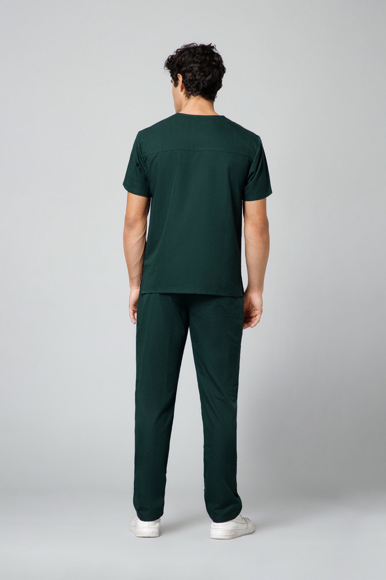 Classic Men’s V-Neck Scrub Suit (Forest Green) PRH Fabric