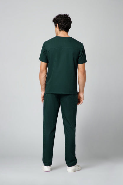 Classic Men’s V-Neck Scrub Suit (Forest Green) PRH Fabric