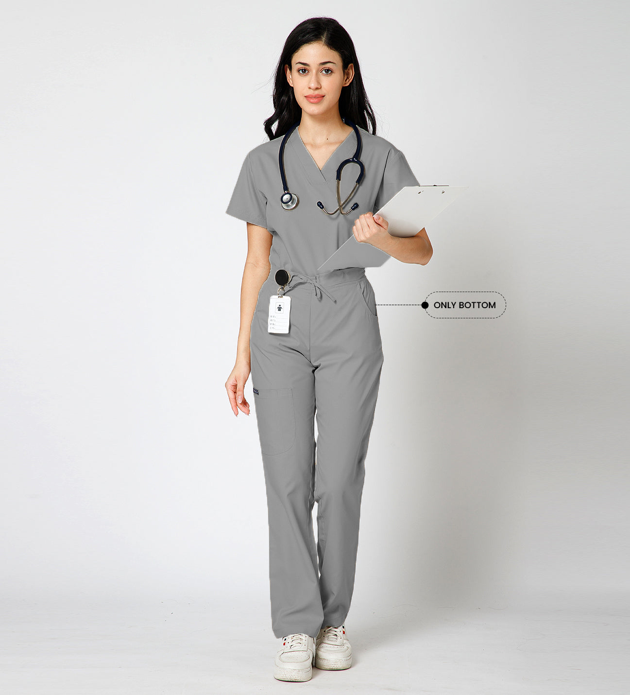 Healer's Line Women’s Scrub Bottom (Light Grey) 4 Pockets