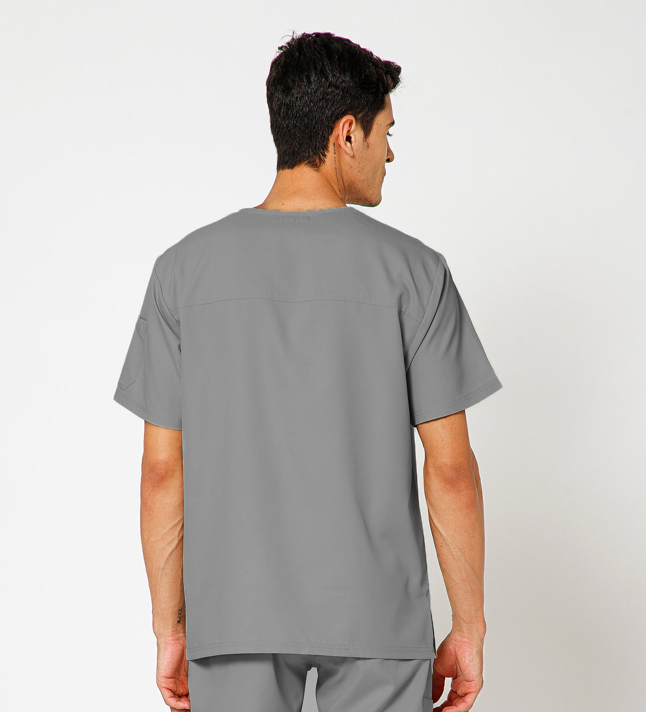 Healer's Line Classic Men’s V-Neck Scrub Top (Light Grey)