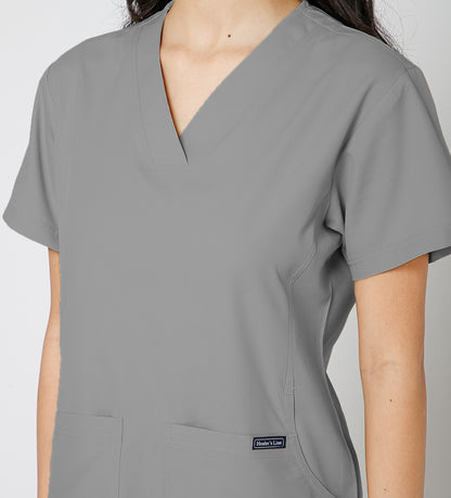 Healer's Line Classic Women’s V-Neck Scrub Top (Light Grey)