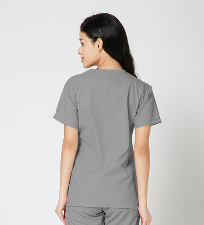 Healer's Line Classic Women’s V-Neck Scrub Top (Light Grey)