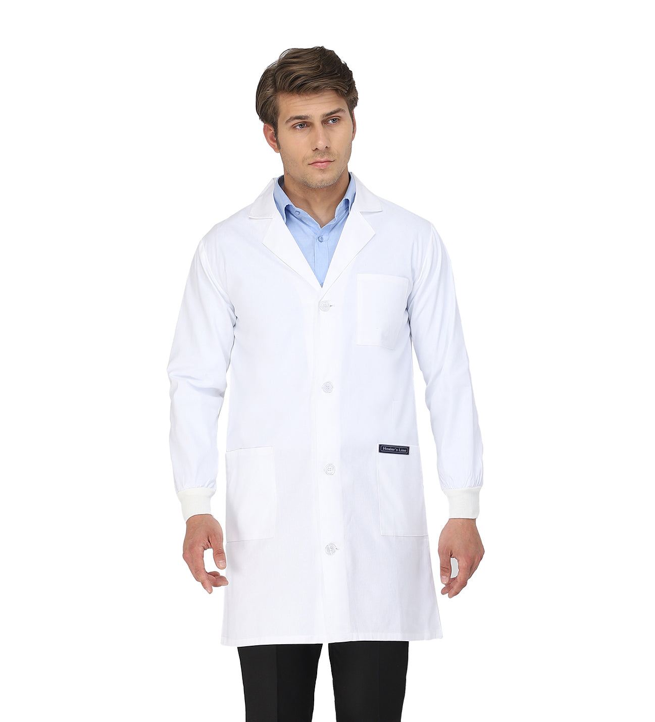 Healer's Line Men's Lab Coat (Button Closure) Length 37"