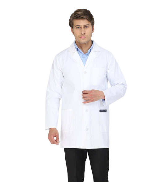 Healer's Line Men's Lab Coat (Button Closure) Length 34"