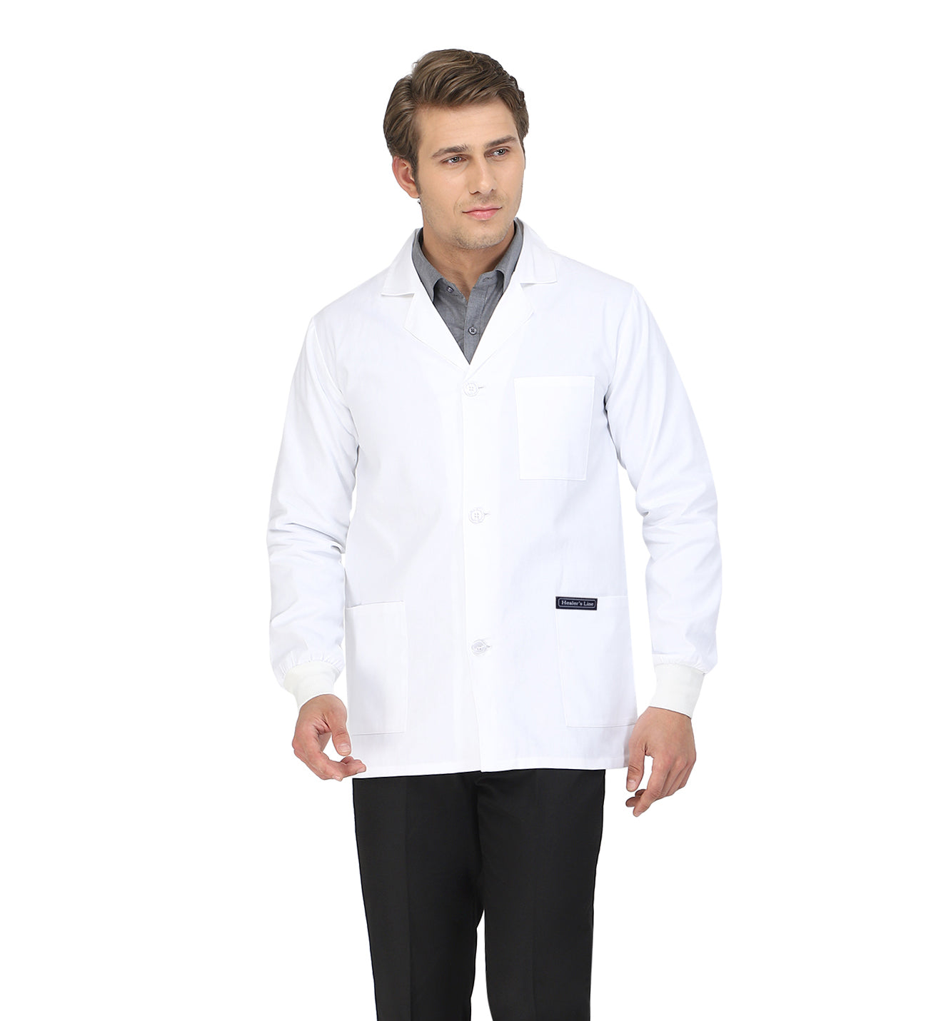 Healer's Line Men's Lab Coat (Button Closure) Length 30"