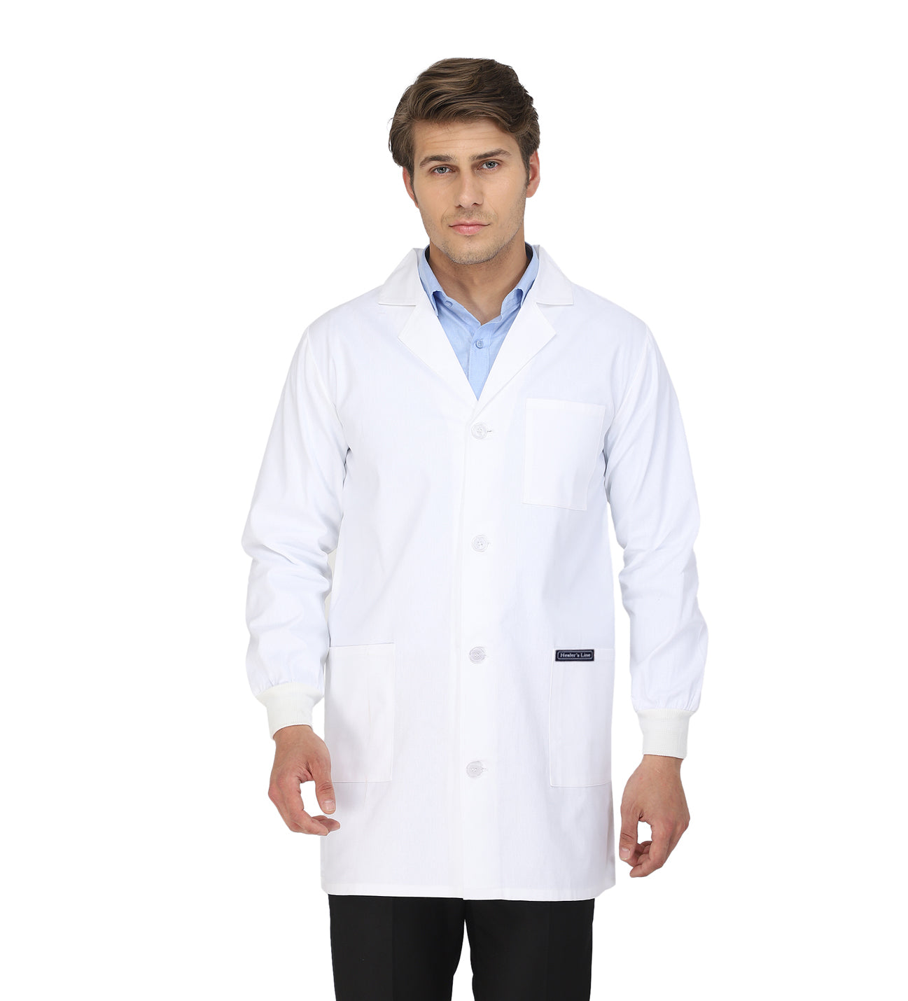 Healer's Line Men's Lab Coat (Button Closure) Length 34"