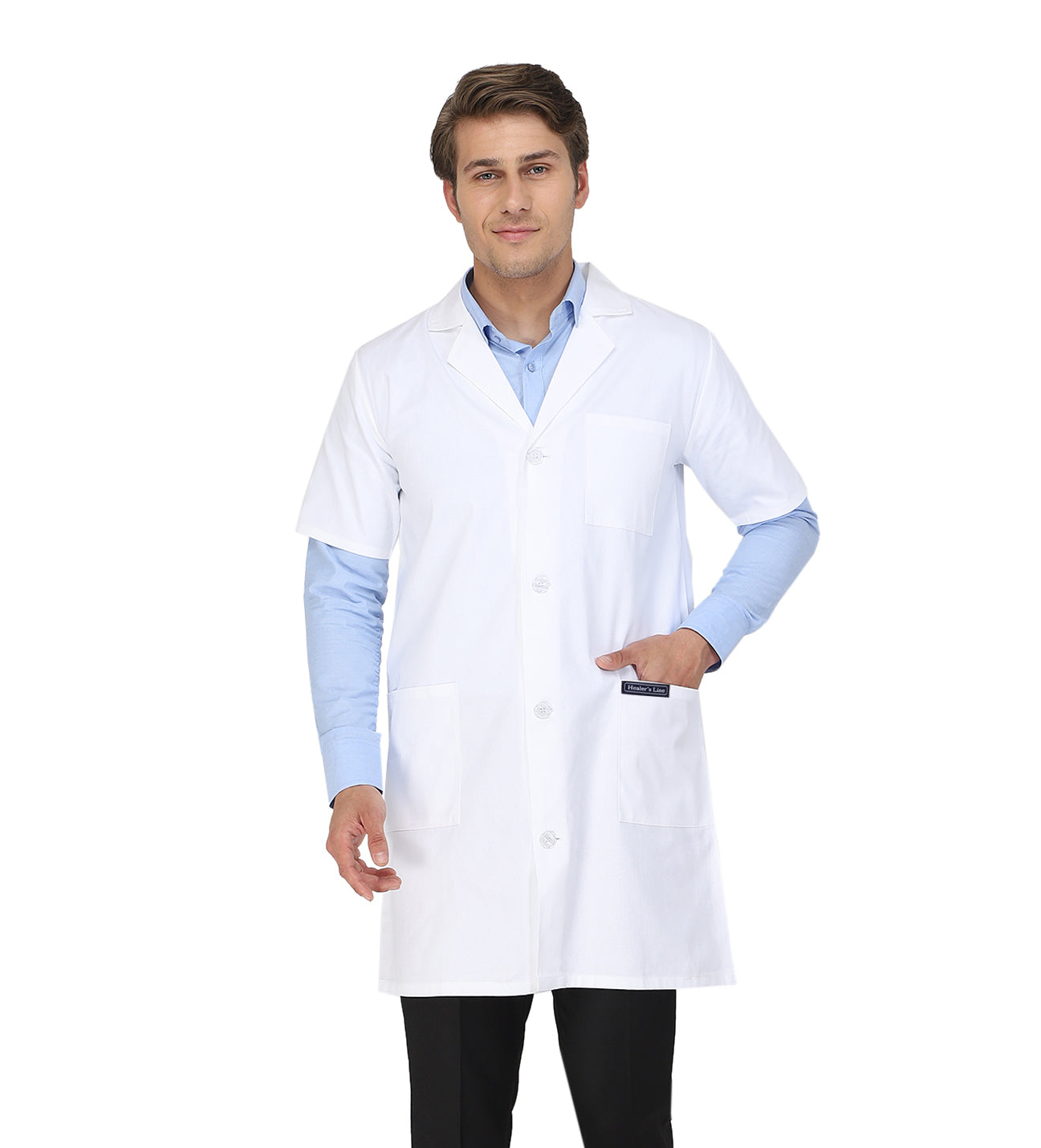 Healer's Line Men's Lab Coat (Button Closure) Length 37"