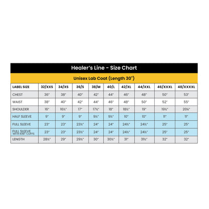 Healer's Line Men's Lab Coat (Button Closure) Length 30"
