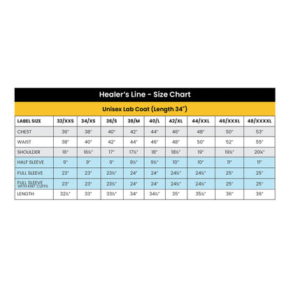 Healer's Line Men's Lab Coat (Button Closure) Length 34"