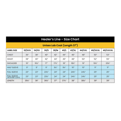 Healer's Line Men's Lab Coat (Button Closure) Length 37"