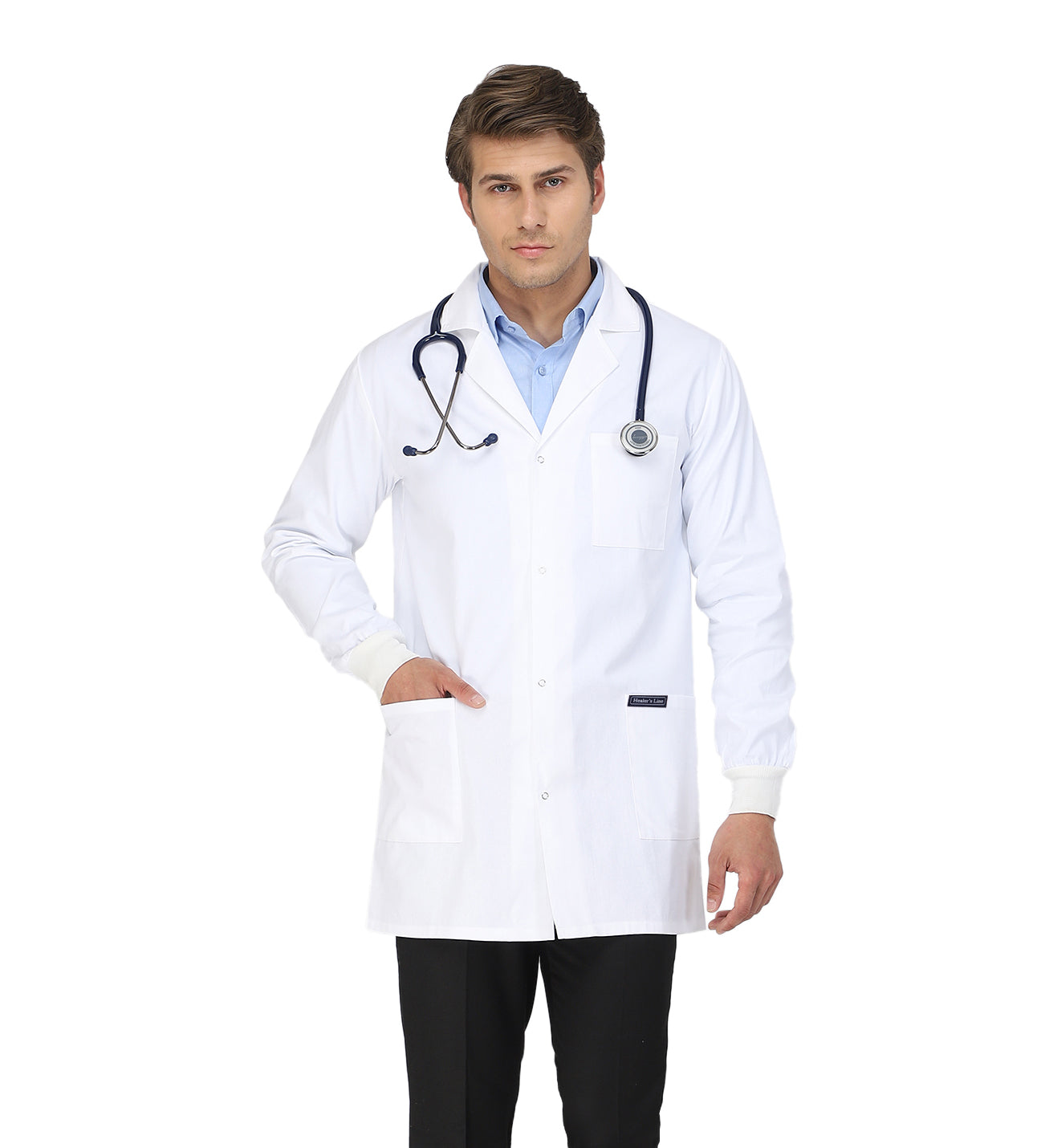 Healer's Line Men's Lab Coat (Snap Closure) Length 34"