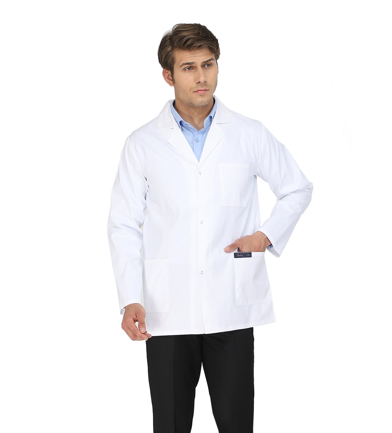 Healer's Line Men's Lab Coat (Snap Closure) Length 30"