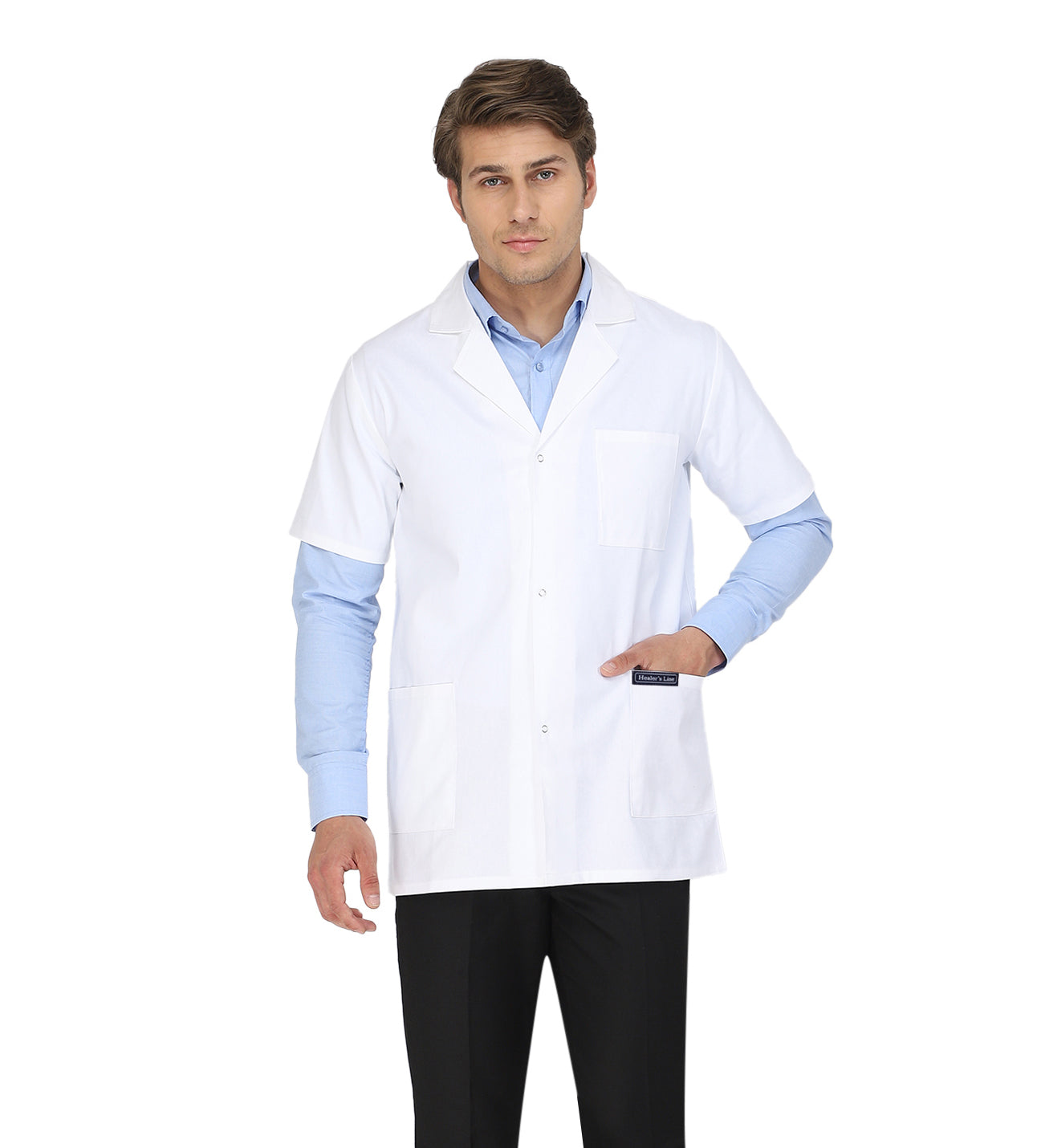 Healer's Line Men's Lab Coat (Snap Closure) Length 30"