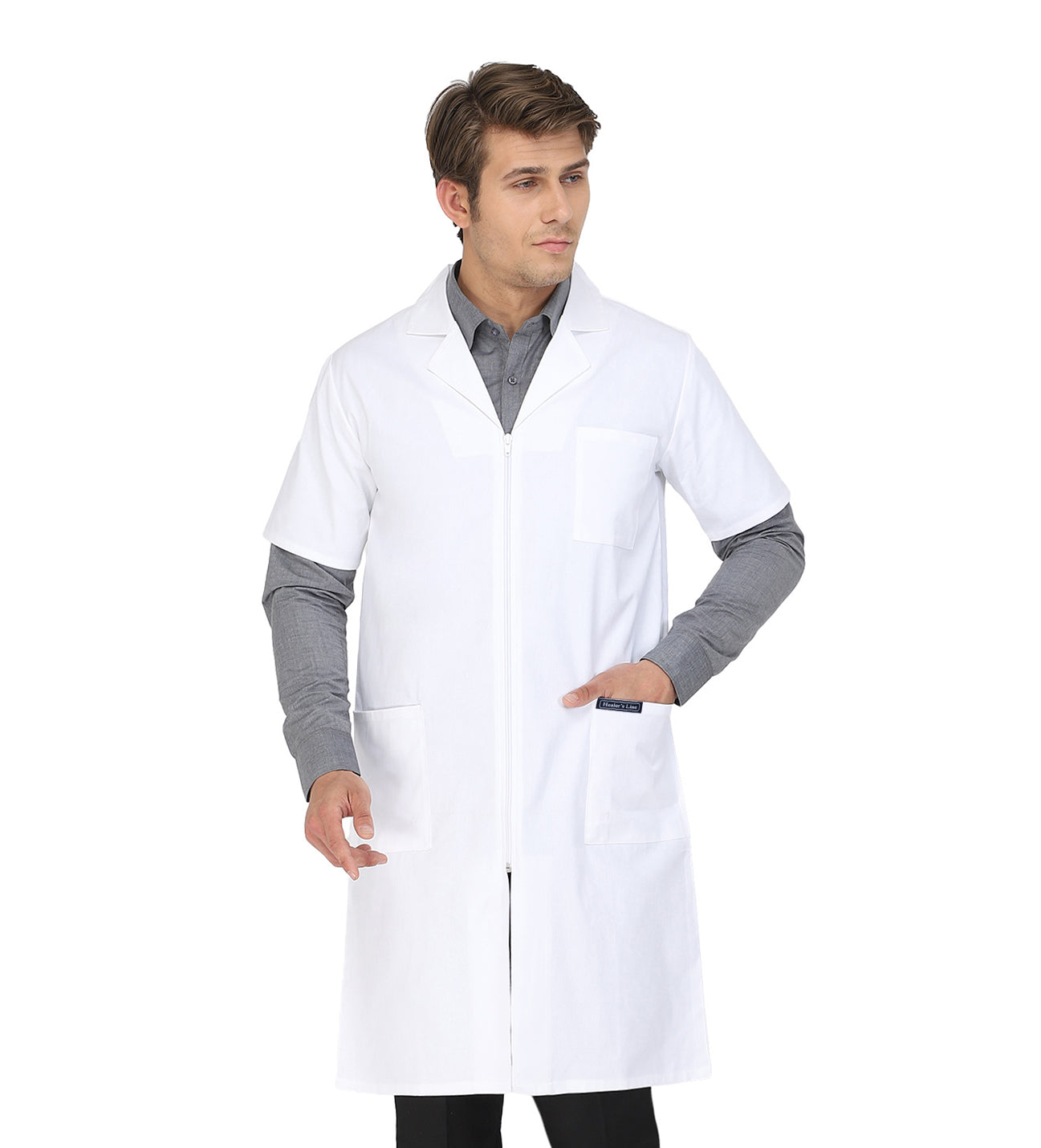 Healer's Line Men's Lab Coat (Zipper Closure) Length 41"
