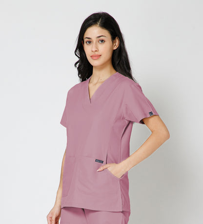 Healer's Line Classic Women’s V-Neck Scrub Top (Mauve)