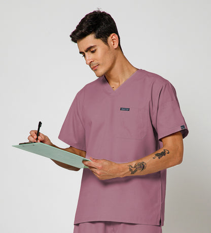 Healer's Line Classic Men’s V-Neck Scrub Top (Mauve)
